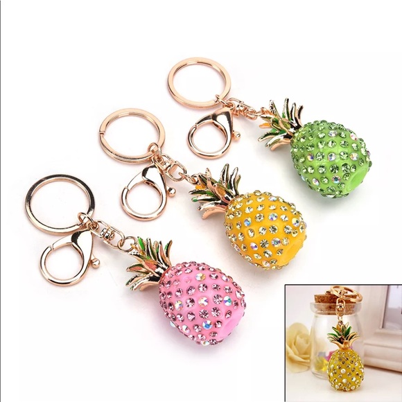 Gold Glitzy Pineapple PurseCharm KeyChain NWT New - Picture 7 of 8